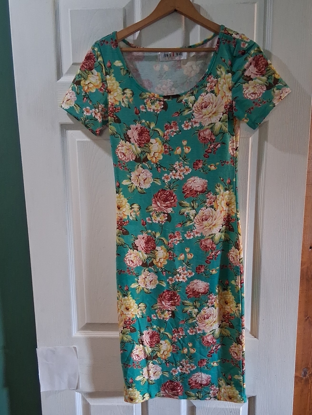 Floral Scoop-Neck Dress in Teal